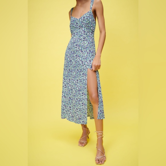 ZARA Floral Print Maxi Dress with Slit - Picture 2 of 6